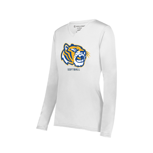 [222824.005.S-LOGO2] Ladies LS Smooth Sport Shirt (Female Adult S, White, Logo 2)