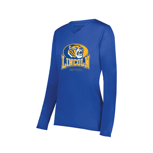 [222824.060.S-LOGO3] Ladies LS Smooth Sport Shirt (Female Adult S, Royal, Logo 3)